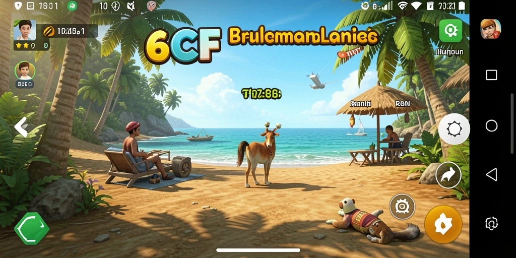 Tampilan gameplay utama 6CF yang mengasyikkan dan penuh warna.