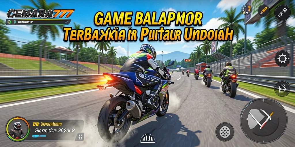 Screenshot gameplay CEMARA777 saat balapan motor yang mendebarkan.