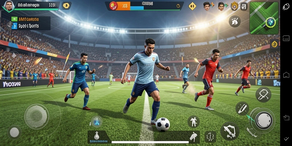 Screenshot gameplay ID098 menampilkan aksi olahraga seru dan intens.