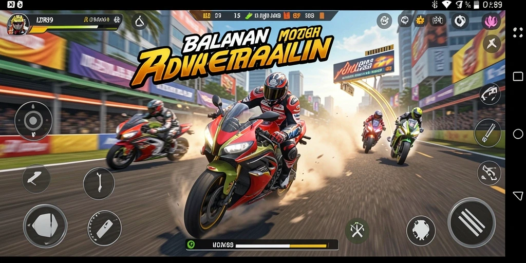 Screenshot gameplay IDR89 menampilkan aksi balapan motor yang mendebarkan.