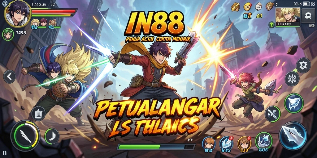 Tampilan aksi mendebarkan dalam gameplay Anime IN88.