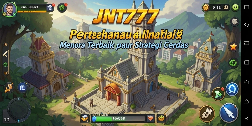 Gameplay seru dalam JNT777 dengan berbagai menara dan musuh.