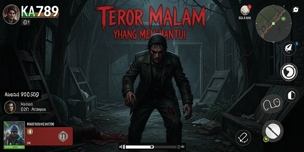 Tampilan gameplay KA789 dengan suasana horor yang mencekam.