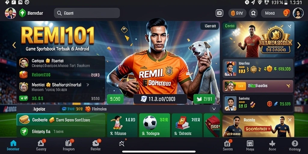 Tampilan gameplay Sportsbook REMI101 dengan taruhan langsung dan statistik real-time.