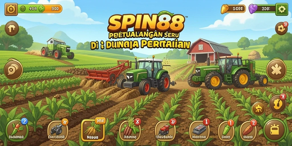 Tampilan gameplay SPIN88 yang menampilkan kebun yang indah.