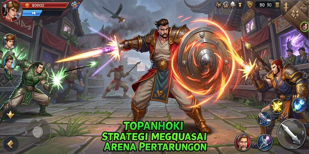 Screenshot gameplay TOPANHOKI yang menampilkan aksi seru pertarungan.